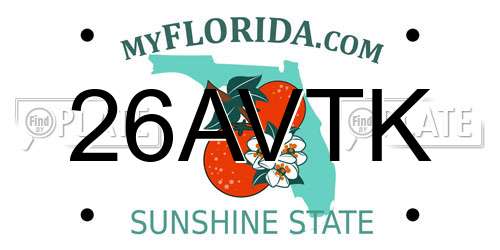 26AVTK Florida License Plate