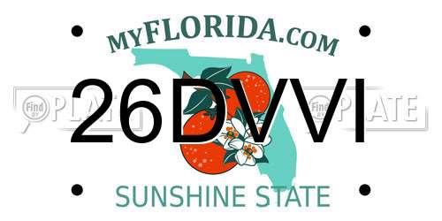 26DVVI Florida License Plate