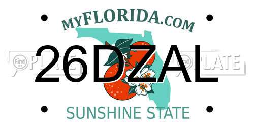 26DZAL Florida License Plate