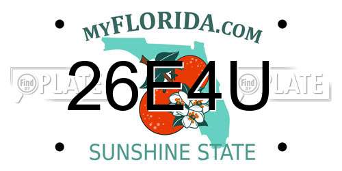 26E4U Florida License Plate