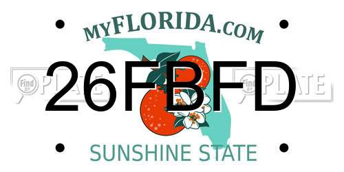 26FBFD Florida License Plate