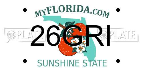 26GRI Florida License Plate