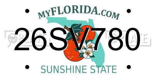 26SV780 Florida License Plate