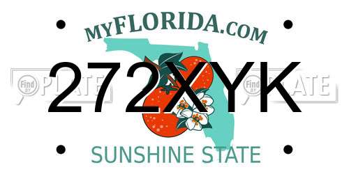 272XYK Florida License Plate