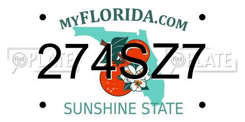 274SZ7 Florida License Plate