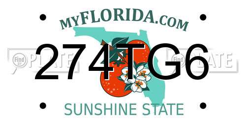274TG6 Florida License Plate