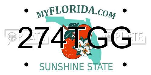 274TGG Florida License Plate