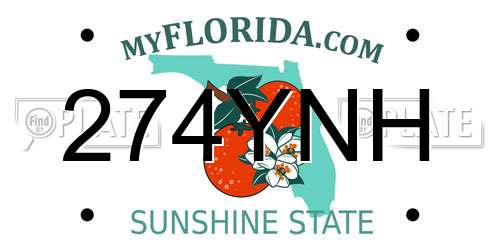 274YNH Florida License Plate