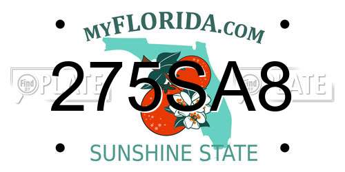 275SA8 Florida License Plate