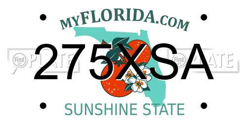 275XSA Florida License Plate