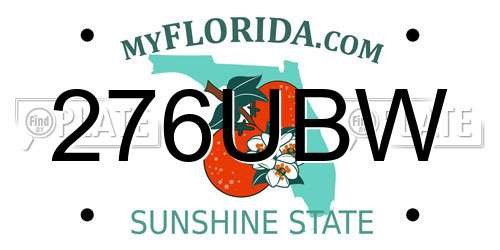 276UBW Florida License Plate