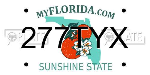 277TYX Florida License Plate
