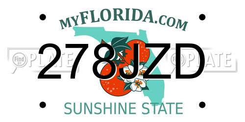 278JZD Florida License Plate