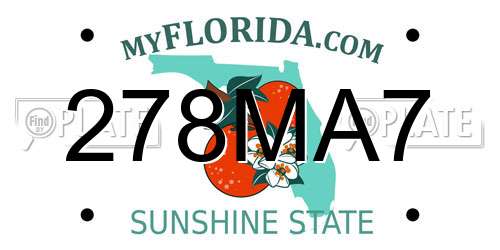 278MA7 Florida License Plate
