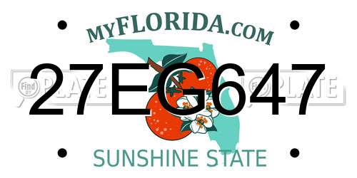 27EG647 Florida License Plate