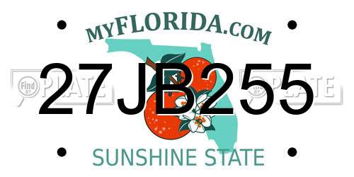 27JB255 Florida License Plate