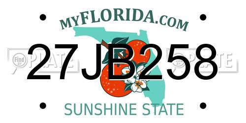 27JB258 Florida License Plate