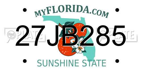 27JB285 Florida License Plate