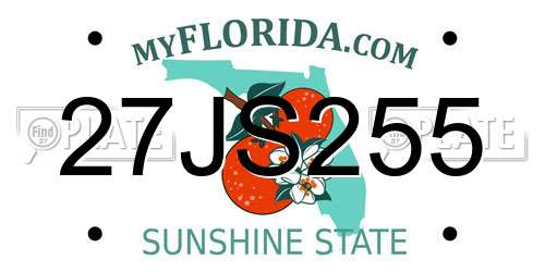 27JS255 Florida License Plate