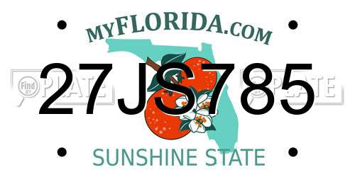 27JS785 Florida License Plate
