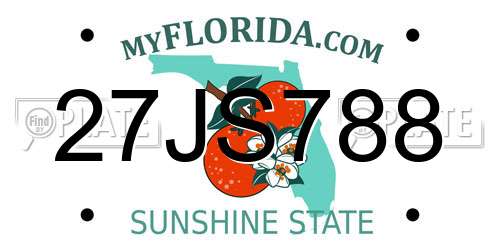 27JS788 Florida License Plate