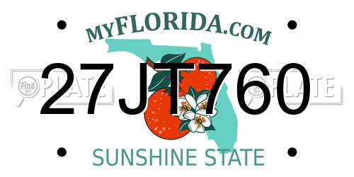 27JT760 Florida License Plate