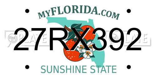 27RX392 Florida License Plate