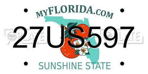 27US597 Florida License Plate