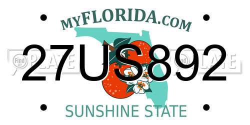 27US892 Florida License Plate