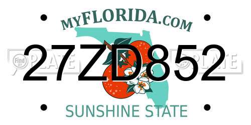 27ZD852 Florida License Plate