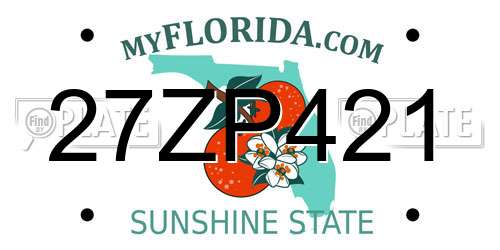 27ZP421 Florida License Plate