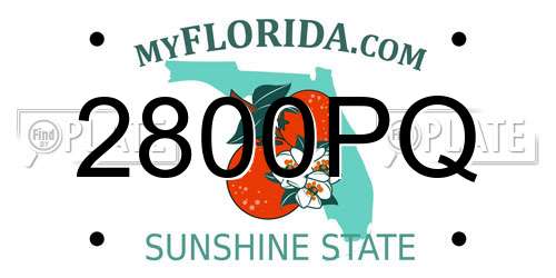 2800PQ Florida License Plate