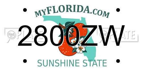 2800ZW Florida License Plate