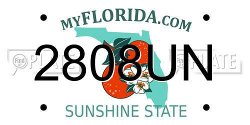 2808UN Florida License Plate
