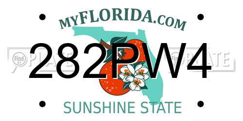 282PW4 Florida License Plate