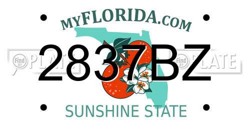2837BZ Florida License Plate