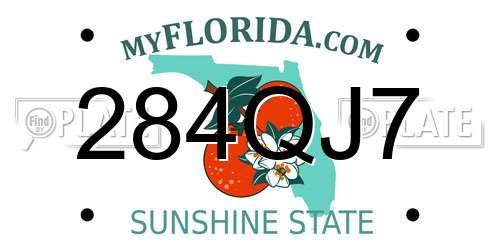 284QJ7 Florida License Plate
