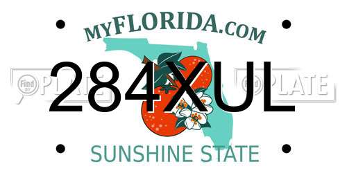 284XUL Florida License Plate