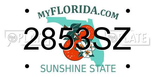 2853SZ Florida License Plate