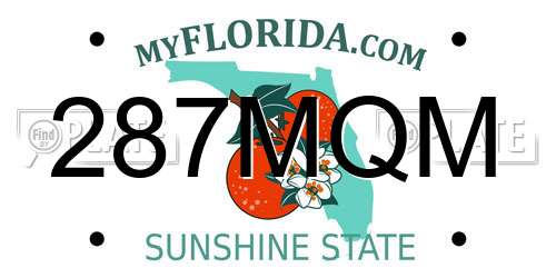 287MQM Florida License Plate
