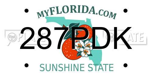 287PDK Florida License Plate
