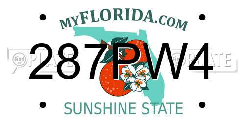 287PW4 Florida License Plate