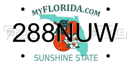 288NUW Florida License Plate