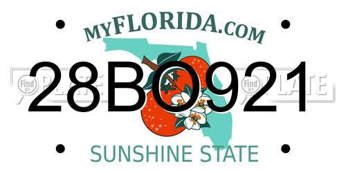 28BO921 Florida License Plate