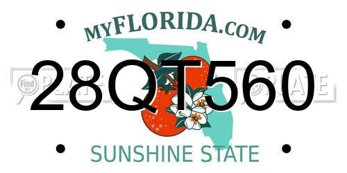 28QT560 Florida License Plate