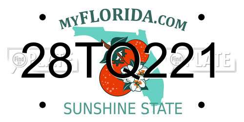 28TQ221 Florida License Plate