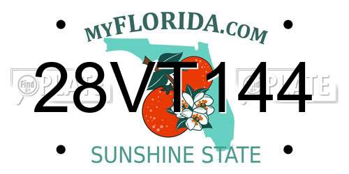 28VT144 Florida License Plate