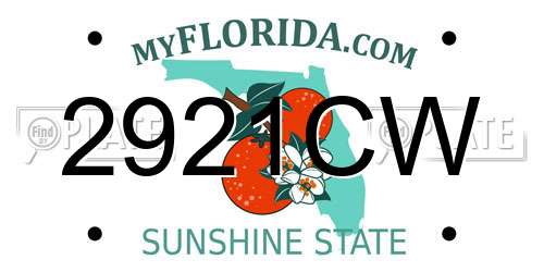 2921CW Florida License Plate