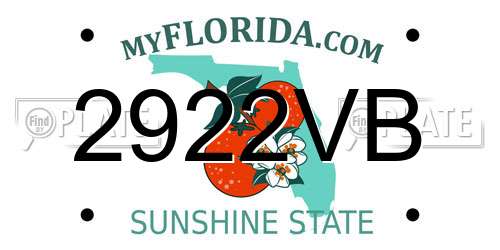2922VB Florida License Plate