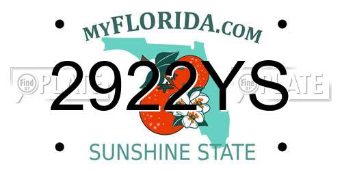 2922YS Florida License Plate